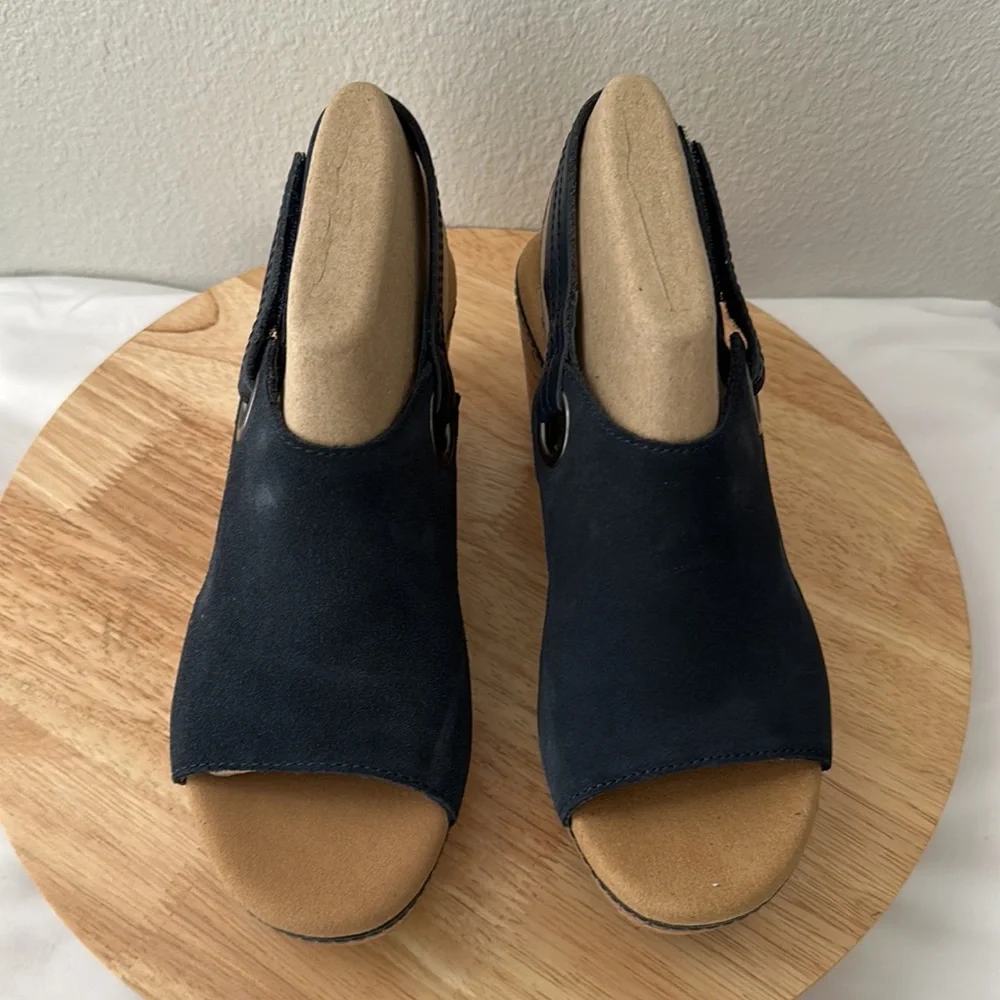 Clarks Collection Suede Cork Wedges - Giselle Sea